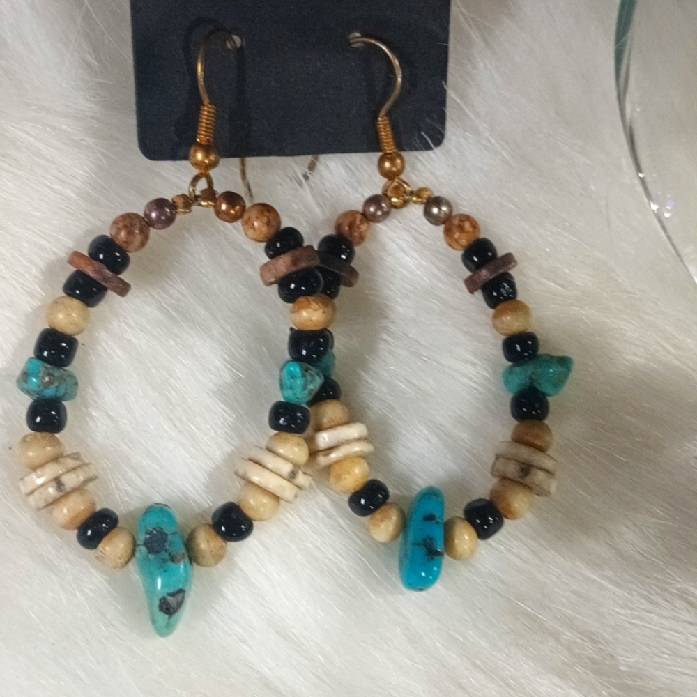 925 Silver Turquoise and bone Earrings